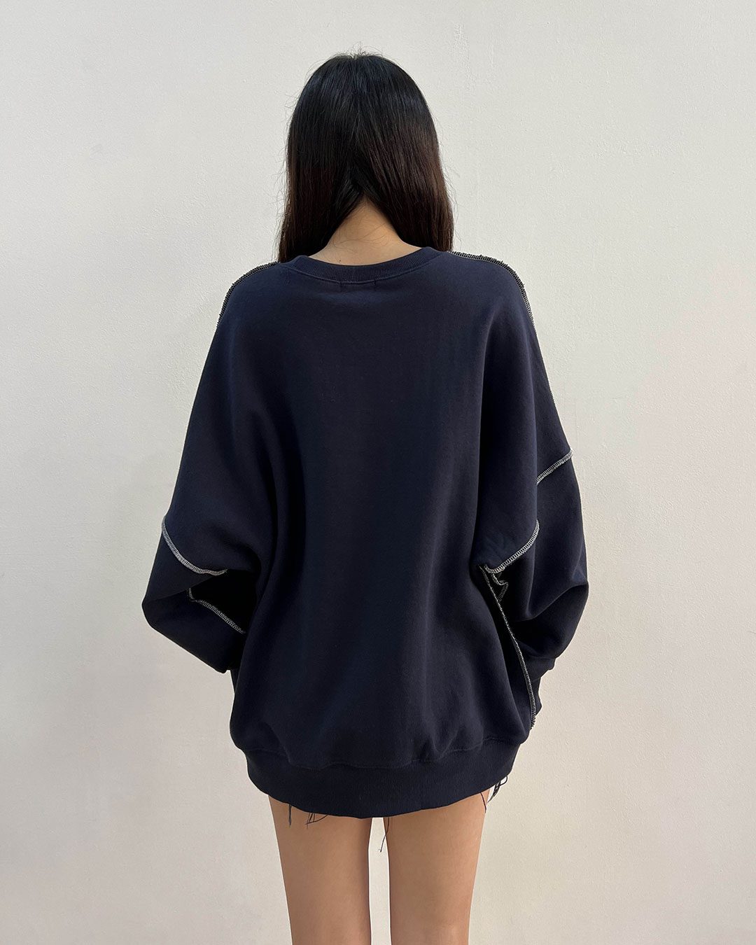 Oversized Sweater with Embroidered Logo (Blue) | Basic Models ...